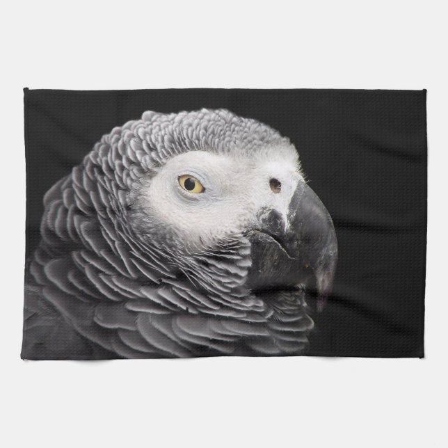 African Grey Parrot Tea Towel (Horizontal)