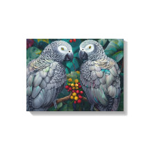 African Grey Parrots Persimmon-Berry Duet