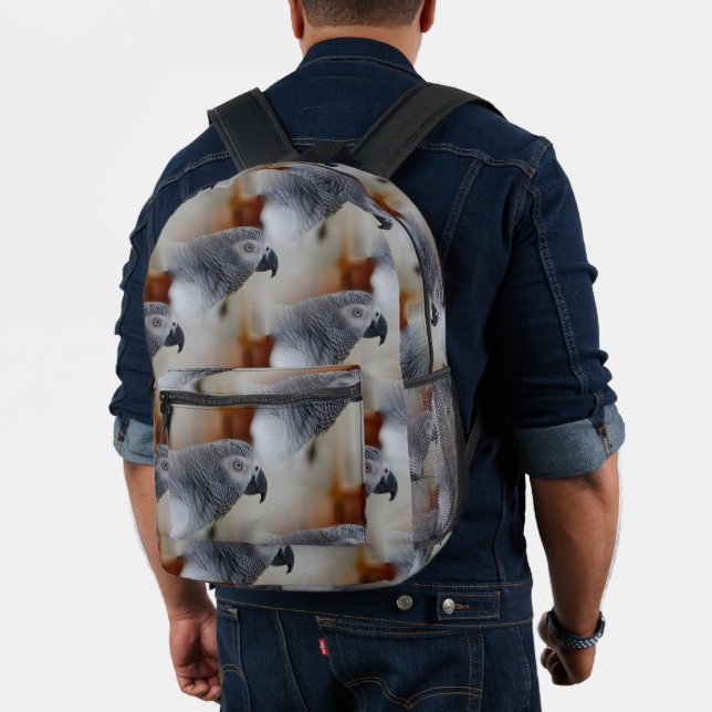 African Grey Pattern Printed Backpack (Insitu (Model))