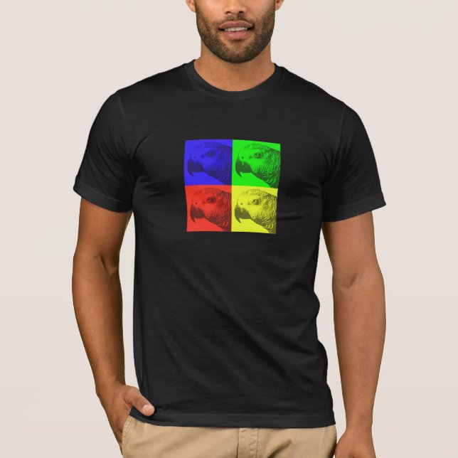 African Grey Pop Art Dark T-Shirt (Front)