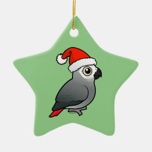 African Grey Santa Ceramic Tree Decoration
