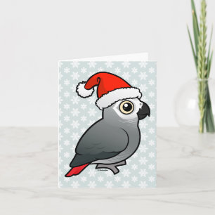 African Grey Santa Holiday Card