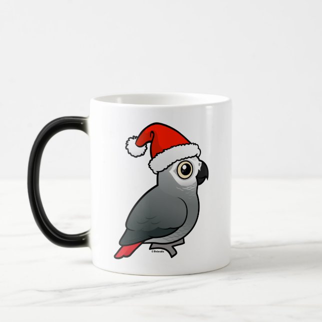 African Grey Santa Magic Mug (Left)