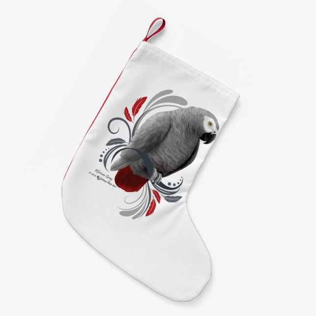 African Grey Small Christmas Stocking (Front (Hanging))