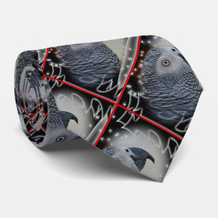 African Grey Snowy Christmas Tie