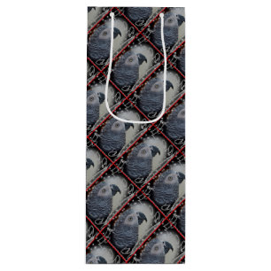 African Grey Snowy Christmas Wine Gift Bag