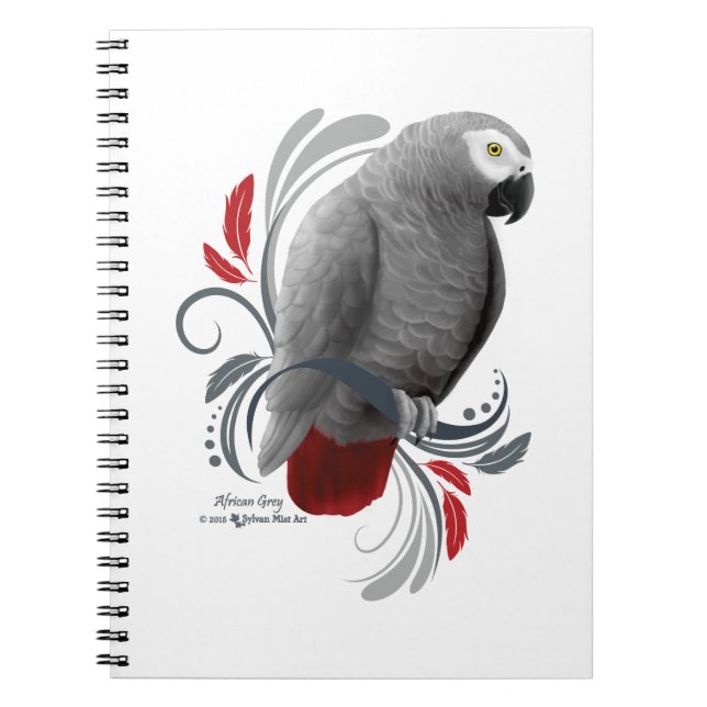 African Grey Spiral Notebook (Front)