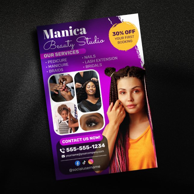 African Hair Braids Beauty Salon Nail Makeup Flyer (Creator Uploaded)