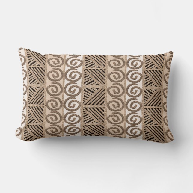 african hand-drawn ethnic pattern lumbar cushion (Front)