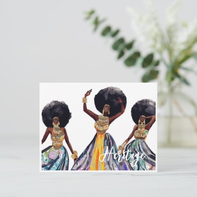 African Heritage Beautiful Women in Gold Jewellery Postcard (Standing Front)