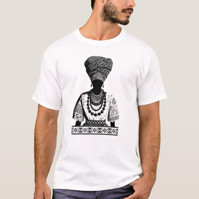 African Heritage Headwrap Silhouette T-Shirt (Front)