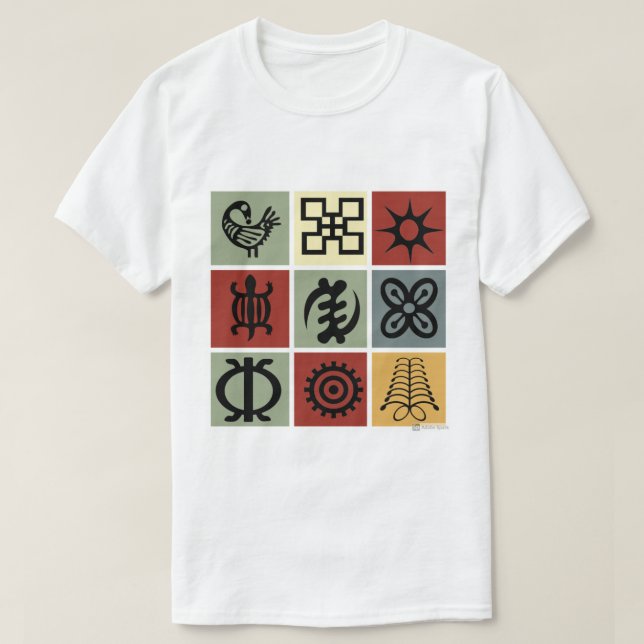 African Heritage Symbols "Adinkra" Print T-shirt  (Design Front)