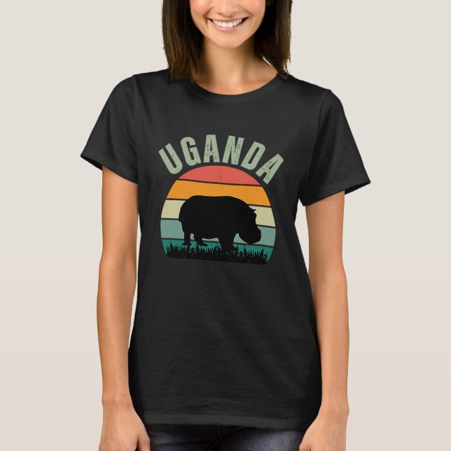 African Hippos in Uganda Hippopotamus Safari T-Shirt (Front)