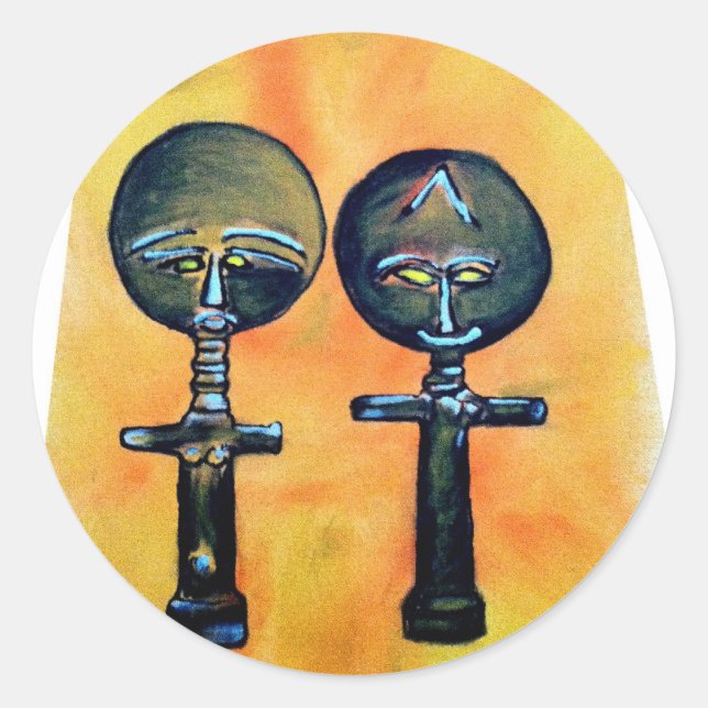 African icon: Akuaba (Ghana) Classic Round Sticker (Front)