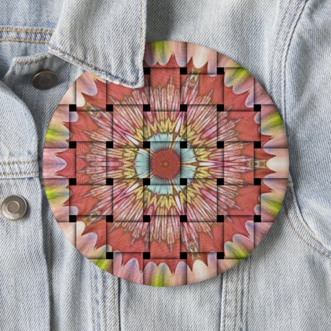 African-Inspired Art Print– Geometric Woven Design 6 Cm Round Badge (In Situ)