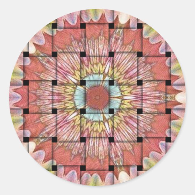 African-Inspired Art Print– Geometric Woven Design Classic Round Sticker (Front)