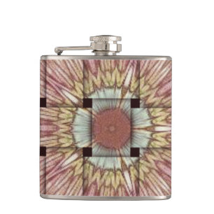 African-Inspired Art Print– Geometric Woven Design Hip Flask