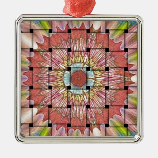 African-Inspired Art Print– Geometric Woven Design Metal Tree Decoration (Front)