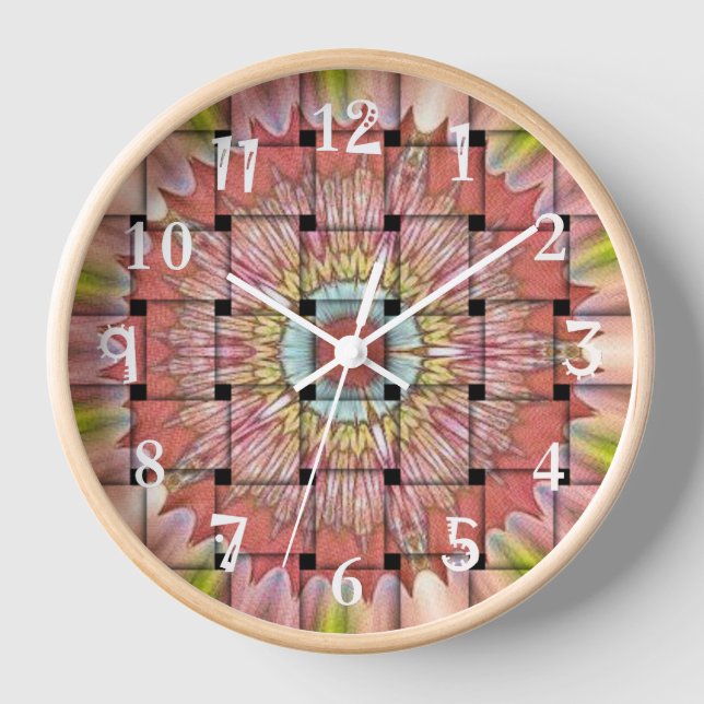 African-Inspired Art Print– Geometric Woven Design Wall Clock (Front)