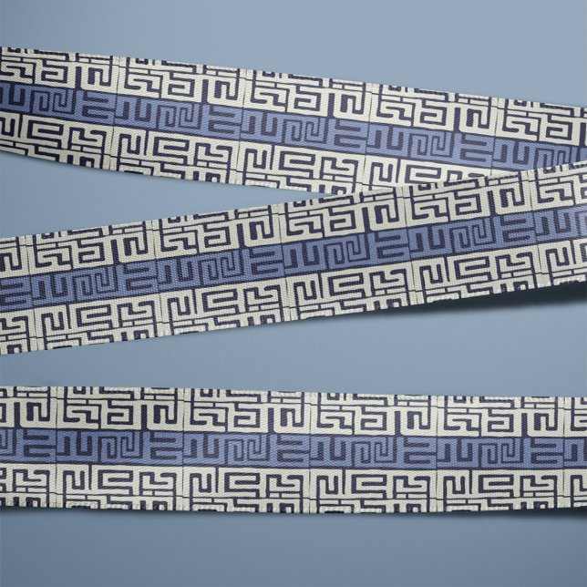 African Inspired Cool Earth Tones Kuba Cloth Grosgrain Ribbon (Creator Uploaded)