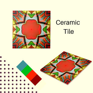 African inspired design in green, red and yellow tile