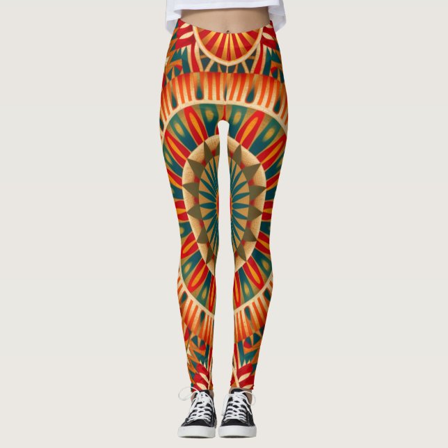 African-Inspired Geometric Leggings (Front)