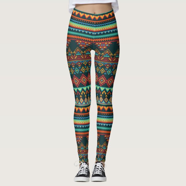 African Inspired Geometric Pattern Leggings (Front)