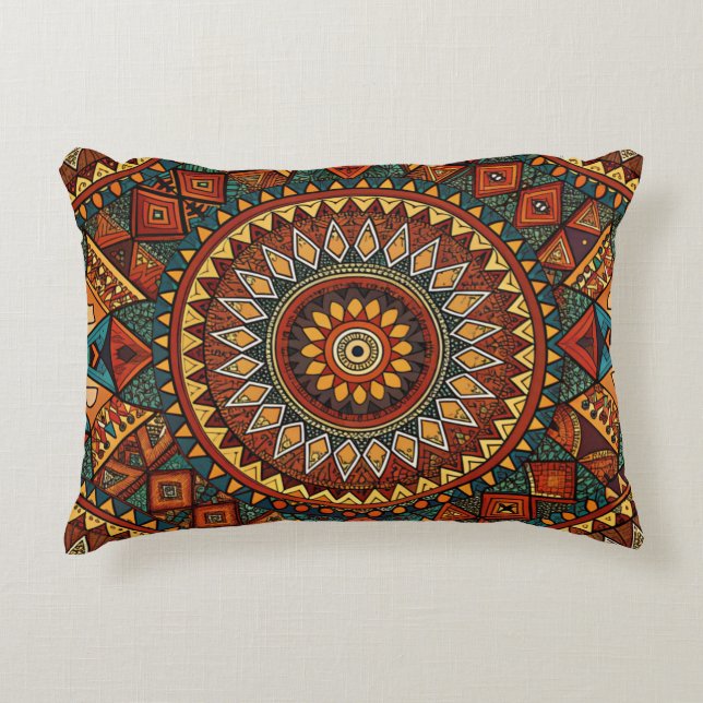 African-Inspired Geometric Throw Pillow Cover (Front)