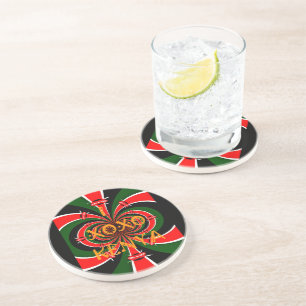 African-Inspired Kenya Flag Abstract Art Coaster