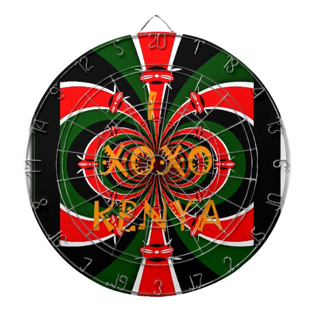 African-Inspired Kenya Flag Abstract Art Dartboard (Front)