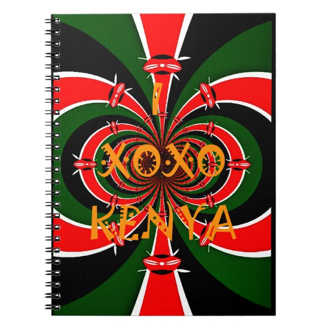 African-Inspired Kenya Flag Abstract Art Notebook (Front)