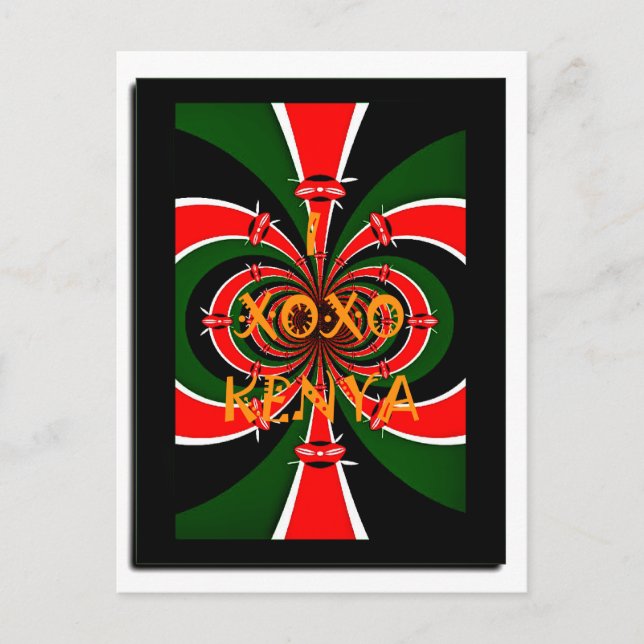 African-Inspired Kenya Flag Abstract Art Postcard (Front)