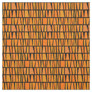 African Inspired Orange Domino Tribal Pattern Fabric