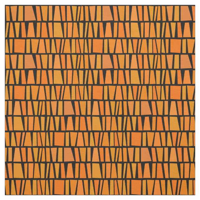 African Inspired Orange Domino Tribal Pattern Fabric (Swatch)