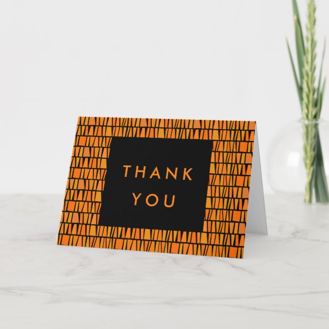African Inspired Orange Pattern Thank You (Front)