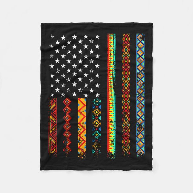 African Kente Cloth American Flag African Black Hi Fleece Blanket (Front)