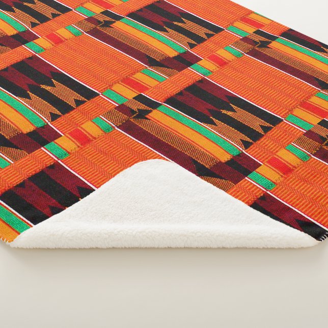 African Kente Cloth  Sherpa Blanket (3/4)