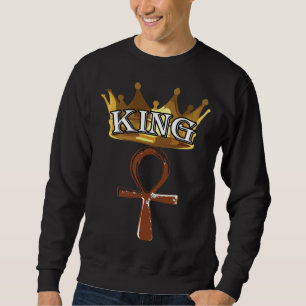 African King Ankh and Crown Egyptian Symbolism Sweatshirt