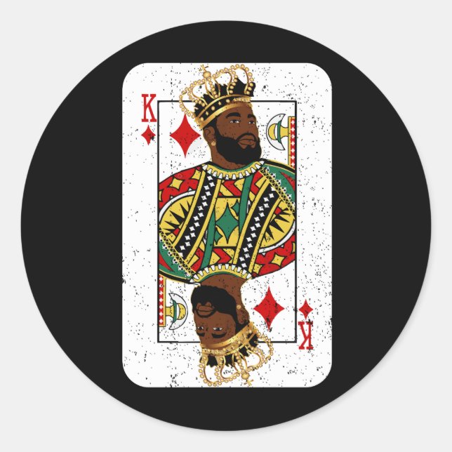 African King Card Black Pride BLM Couple Match Hal Classic Round Sticker (Front)