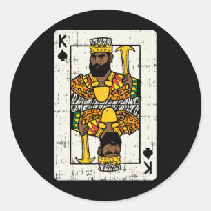 African King Card Black Pride Blm Couple Match Hal Classic Round Sticker
