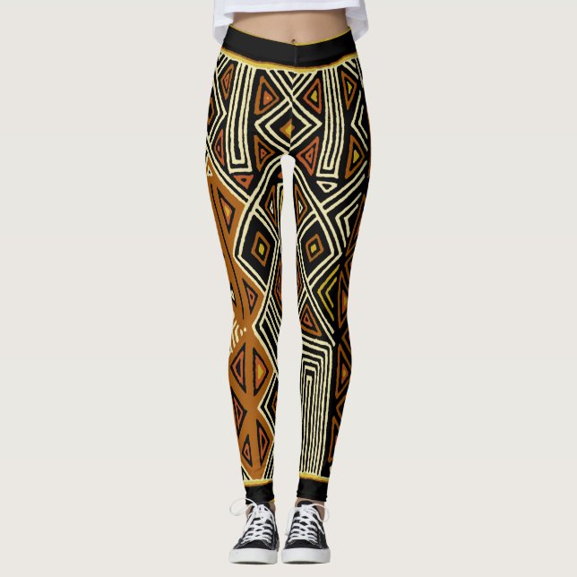 African Kuba Designer Leggings (Front)