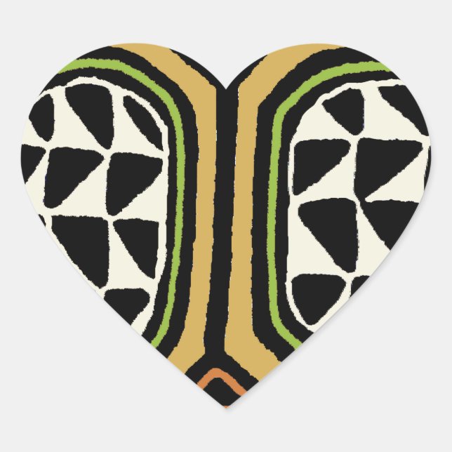 African Kuba Textile Design Heart Sticker (Front)