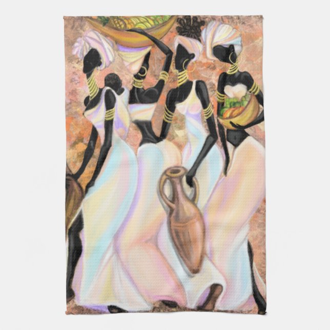 African Ladies Kitchen Towel Modern Style Painting (Vertical)