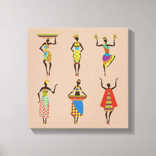 African Ladies tribal art colourful fashion Canvas Print (Front)