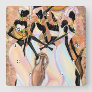 African Ladies Wall Clock - Art Style Painting
