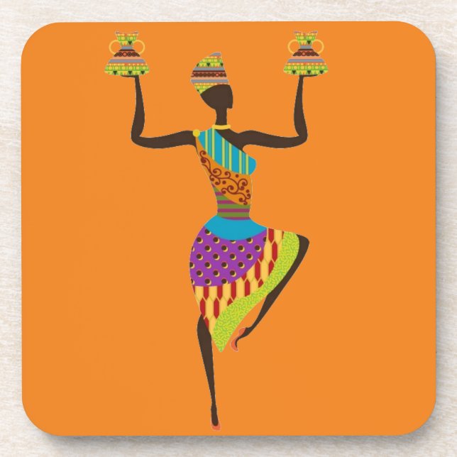 African lady tribal art coaster (Front)