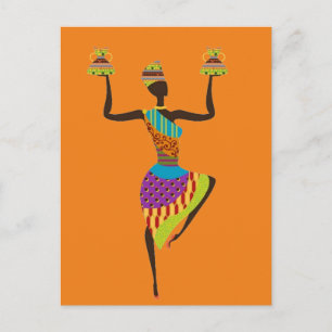African lady tribal art postcard