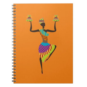 African lady tribal art spiral notebook
