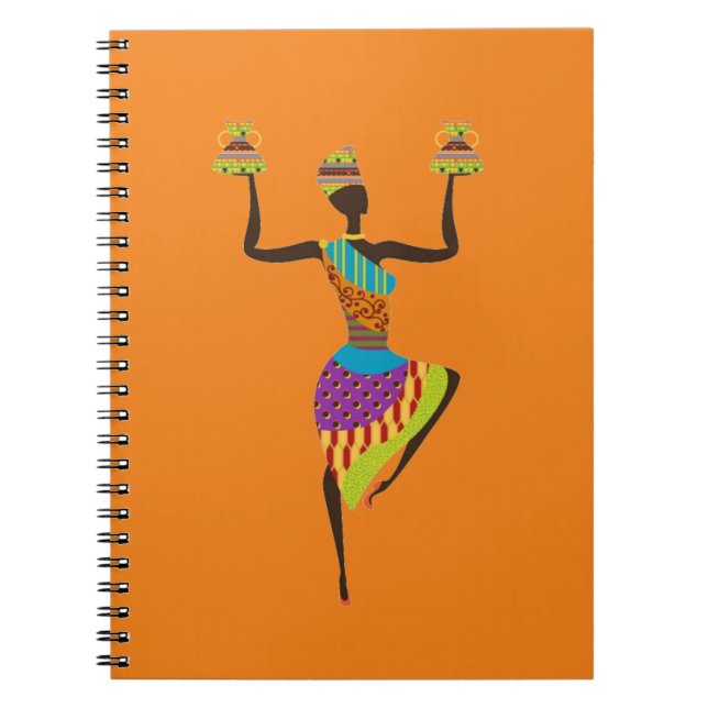 African lady tribal art spiral notebook (Front)