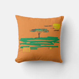 African Landscape Painting Africa Throw Pillow